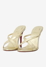 Christian Louboutin Mulazee Cross 100 Laminated Nappa Mules Gold 3260137-G306-PLATINE