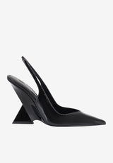 The Attico Cheope 105 Patent Leather Slingback Pumps Black 250WSH00779LBT002AA100_BLACK_70166697