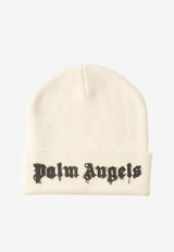Palm Angels Dripping Logo Knitted Beanie Off-white PMLC022S26KNI002_0310