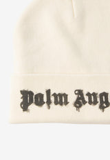 Palm Angels Dripping Logo Knitted Beanie Off-white PMLC022S26KNI002_0310