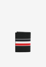 Thom Browne RWB Stripe Double Cardholder in Grained Leather Black UAW089A00198_001