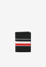 Thom Browne RWB Stripe Double Cardholder in Grained Leather Black UAW089A00198_001