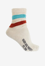 Golden Goose DB Distressed-Effect Ribbed Socks White GUP00883P000488_12402