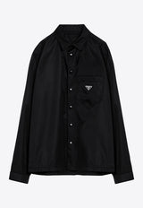 Prada Triangle Logo Long-Sleeved Shirt Black SC514OOO1WQ8/T_PRADA-F0002