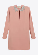 Valentino Silk Cady Bow Mini Dress Pink 9B3VAKN61MM/T_VALE-3GH