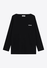 Miu Miu Logo Intarsia Wool Sweater Blue MML06WOOO1903/T_MIU-F0008