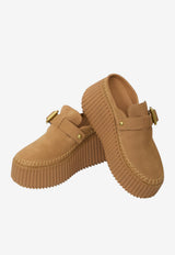 Chloé Nama Platform Wedge Mules Brown CH26A13CMS--207