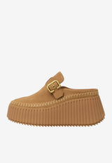 Chloé Nama Platform Wedge Mules Brown CH26A13CMS--207