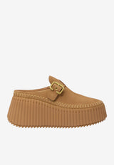 Chloé Nama Platform Wedge Mules Brown CH26A13CMS--207