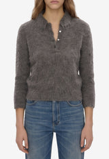 Chloé Brushed Alpaca Polo Sweater Gray CH26AMP16720--013
