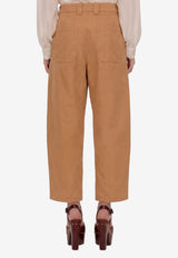 Chloé Barrel-Leg Canvas Pants Brown CH26APA19041--266