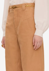 Chloé Barrel-Leg Canvas Pants Brown CH26APA19041--266
