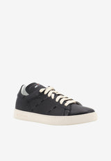 Kiton Ciro Paone Leather Sneakers with Iconic Side Stitching Black USSA421N0151701NERO_Black_70014035