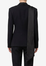 The Attico Single-Breasted Wool Tuxedo Blazer Black 261WCG00097-065AA-100