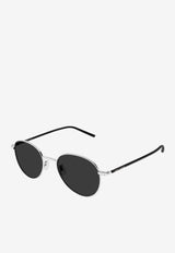 Saint Laurent Round Metal Sunglasses Gray 862857Y9973_8130