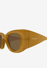 Saint Laurent Howl Chunky Square Sunglasses Brown 862887Y9958_7101