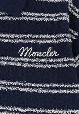 Moncler Bouclé-Effect Striped Polo T-shirt Blue L10939A00006M5732742_Blue_61128969