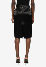 Saint Laurent Cassandre Satin Pencil Skirt Black 863981Y1K44_1000