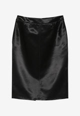 Saint Laurent Cassandre Satin Pencil Skirt Black 863981Y1K44_1000