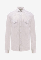 Brunello Cucinelli Long-Sleeved Buttoned Shirt White ME8546666C3657_Perla_70211134
