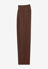 Saint Laurent Wide-Leg Pants in Wool and Mohair Chocolate 854457Y1N02_2019