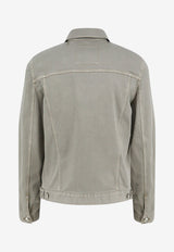 Brunello Cucinelli Pointed-Collar Denim Jacket Taupe M277P6910C7018_Brown_70211167