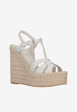 Saint Laurent Tribute 130 Leather Wedge Sandals White 611924BZC00_9008
