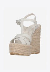Saint Laurent Tribute 130 Leather Wedge Sandals White 611924BZC00_9008