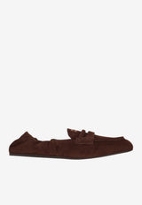 Miu Miu Logo Suede Leather Loafers Brown 5D341EFD005008_F0003