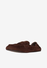Miu Miu Logo Suede Leather Loafers Brown 5D341EFD005008_F0003