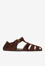 Miu Miu Suede Leather Sandals Brown 5E395EFD005008_F0003