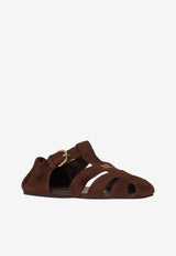 Miu Miu Suede Leather Sandals Brown 5E395EFD005008_F0003