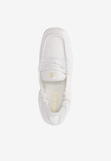 Miu Miu Nappa Leather Ruched Loafers White 5D341EFD005EFX_F0009