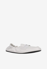 Miu Miu Nappa Leather Ruched Loafers White 5D341EFD005EFX_F0009