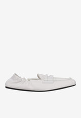 Miu Miu Nappa Leather Ruched Loafers White 5D341EFD005EFX_F0009