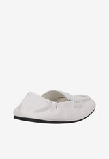 Miu Miu Nappa Leather Ruched Loafers White 5D341EFD005EFX_F0009