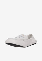 Miu Miu Nappa Leather Ruched Loafers White 5D341EFD005EFX_F0009