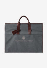 Brunello Cucinelli Nylon and Leather Garment Bag Gray MWN4CU390CAW48_GRIGIOBURGUNDY_70211205