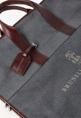 Brunello Cucinelli Nylon and Leather Garment Bag Gray MWN4CU390CAW48_GRIGIOBURGUNDY_70211205