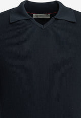 Brunello Cucinelli Knit Polo T-shirt Blue M29400015CW425_X_7200e6e7-5da3-4bc7-9226-9236223afd69