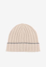 Brunello Cucinelli Ribbed Cashmere Beanie Beige M2240900CZ695_XBCNES_70014889
