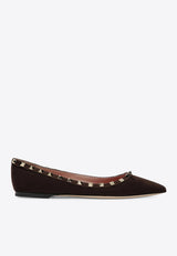 Valentino Rockstud Suede Ballet Flats Brown 9W2S0403CVB/T_VALE-0TO
