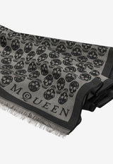 McQueen Skull Jacquard Silk Scarf Gray 8724844A82Q1460_98cd1636-3a35-4969-b46c-cefb19783e82