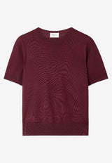 Saint Laurent Knitted Cashmere and Silk Top Bordeaux 858704YAPK2_6001