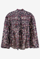 Isabel Marant Etoile Doane Printed Ruffled Blouse Multicolor HT0914FAD3J03EBKRY_BlackRaspberry_70014235