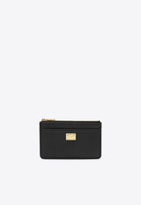 Dolce & Gabbana Logo Plaque Dauphine Leather Cardholder Black BI1261A0841/T_DOLCE-80999