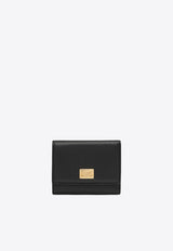 Dolce & Gabbana Logo Plaque Dauphine Leather Wallet Black BI0770A0841/T_DOLCE-80999