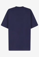 Brunello Cucinelli Logo Crewneck T-shirt Blue M0B138440CD325_COBALTOGRIGIOMEDIO_70014860