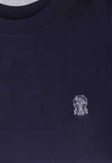 Brunello Cucinelli Logo Crewneck T-shirt Blue M0B138440CD325_COBALTOGRIGIOMEDIO_70014860