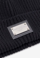 Dolce & Gabbana Logo Plaque Ribbed Knit Beanie Black GXK63TJEMQ5N0000_Black_70109183